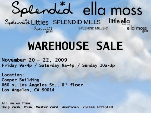 Ella Moss, Splendid warehouse sale graphic 10.27
